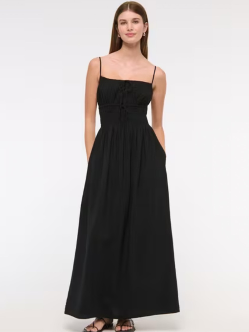 abercrombie smocked tie front maxi dress
